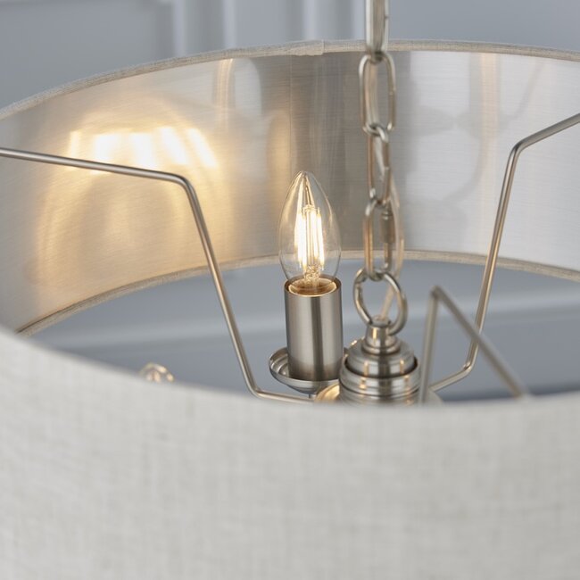 Highclere 3lt pendant - BrChrome/Natural - Factory Second