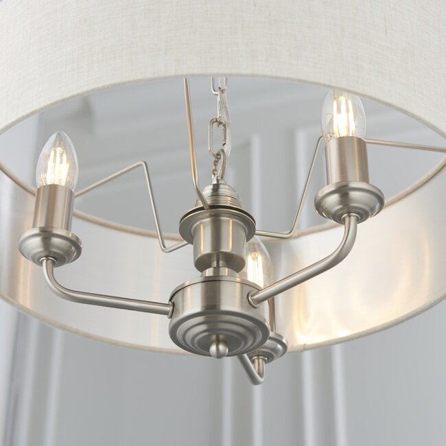 Highclere 3lt pendant - BrChrome/Natural - Factory Second