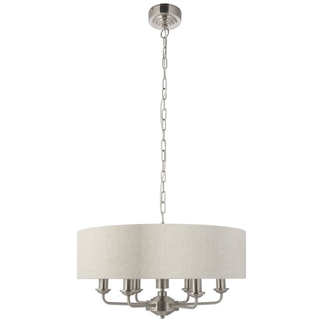 Highclere 6lt pendant - BrChrome/Natural - Factory Second