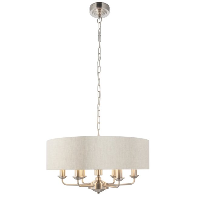 Highclere 6lt pendant - BrChrome/Natural - Factory Second