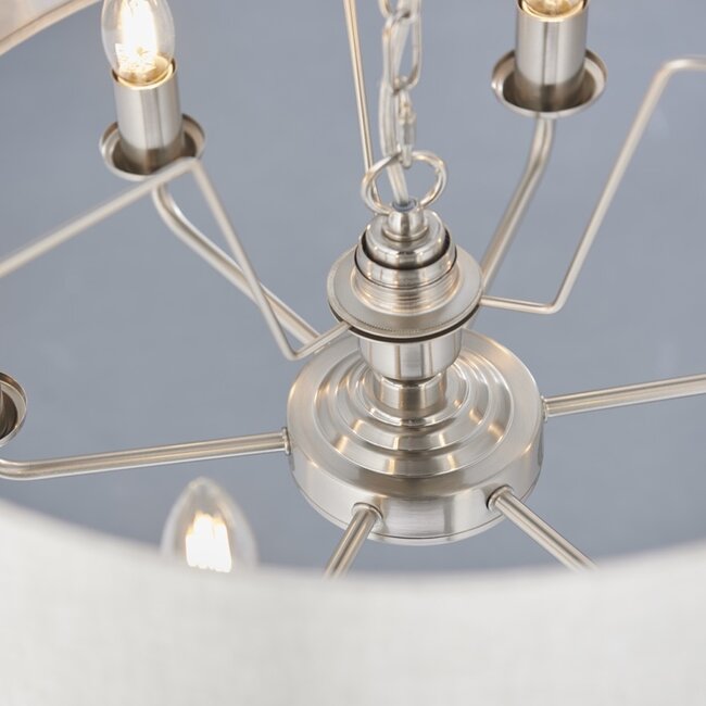 Highclere 6lt pendant - BrChrome/Natural - Factory Second