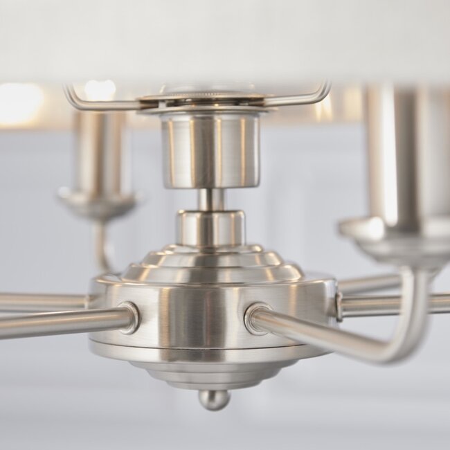 Highclere 6lt pendant - BrChrome/Natural - Factory Second