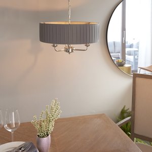 Endon Highclere 3lt pendant -  Nickel/Pleated Charcoal