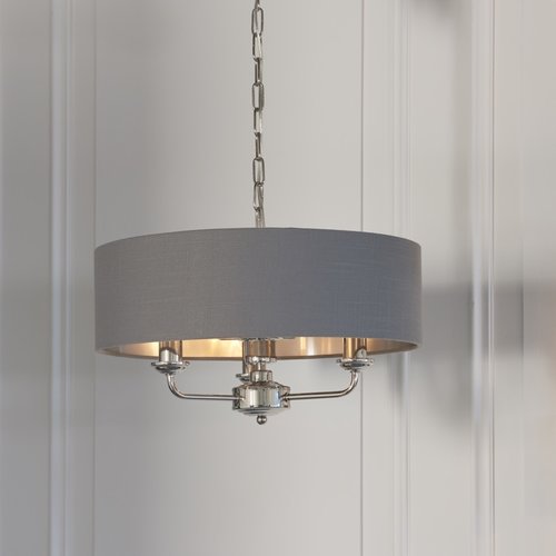 Endon Highclere 3lt pendant - Nickel/Charcoal Endon Highclere 3lt pendant - Nickel/Charcoal