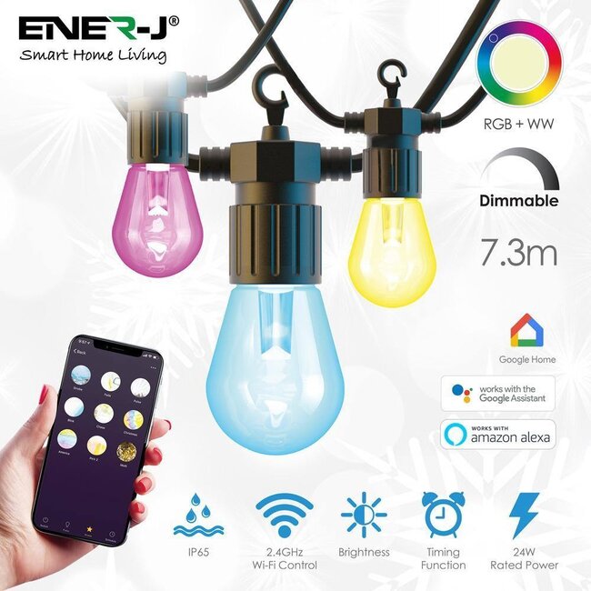 Ener-J Ener-J Smart LED Colour Changing String Lights Kit 23 Feet