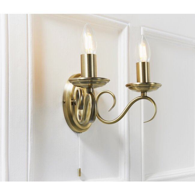 Bernice 2lt Wall antique Brass - Factory Second