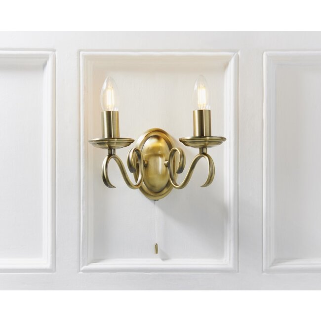 Bernice 2lt Wall antique Brass - Factory Second
