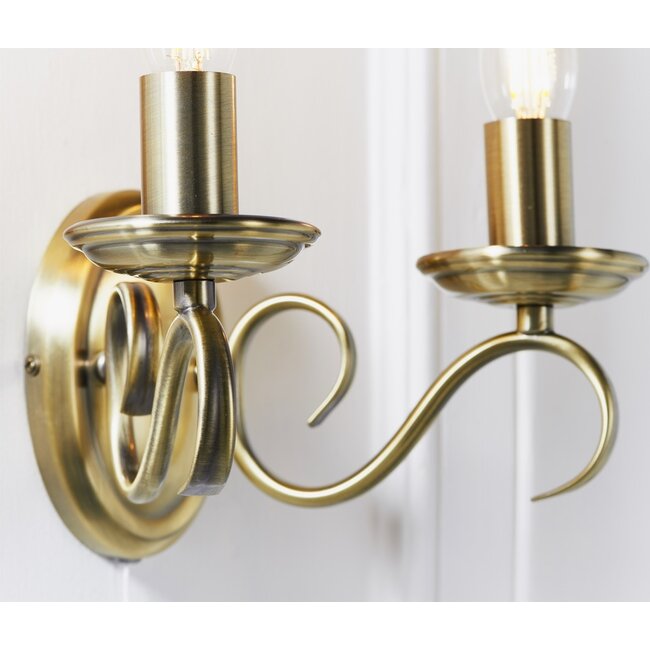 Bernice 2lt Wall antique Brass - Factory Second