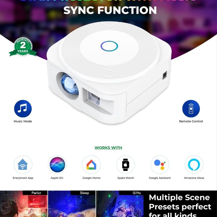 Ener-J Smart Starry SKY Projector with music sync function