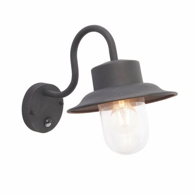 Chesham PIR 1lt wall IP44 - textured black - Factory Second