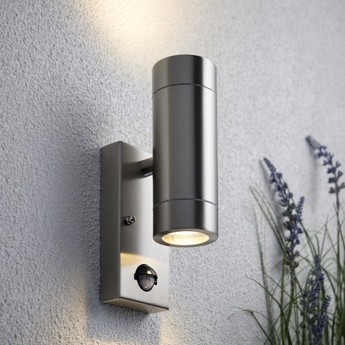Palin PIR 2LT Wall IP44 - Brushed Stainless Steel Palin PIR 2LT Wall IP44 - Brushed Stainless Steel