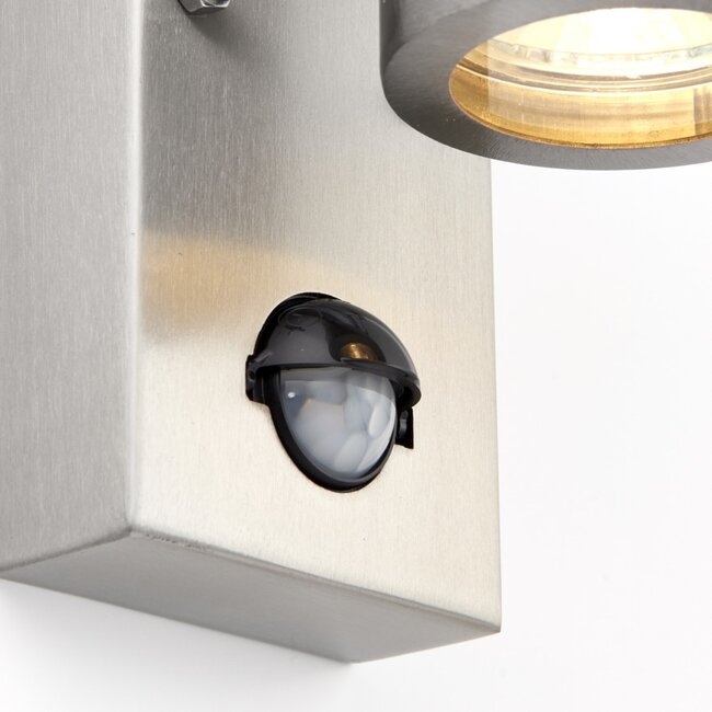 Palin PIR 2LT Wall IP44 - Brushed Stainless Steel