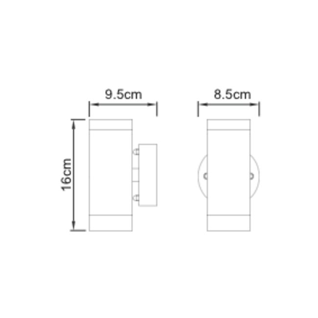 Palin 2 LT Wall brushed steel
