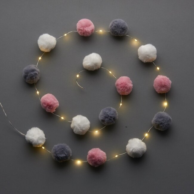 Pom Pom Line Lights Multicolour Grey