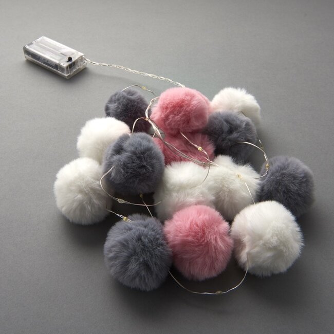 Pom Pom Line Lights Multicolour Grey