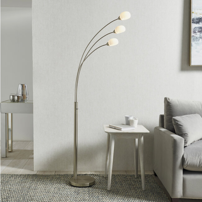 Jaspa 3lt floor 5W SW warm white - satin nickel plate - Factory Second