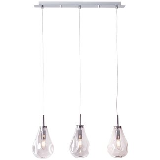 Brilliant Drops 3lt Pendant Smoked Glass/Chrome