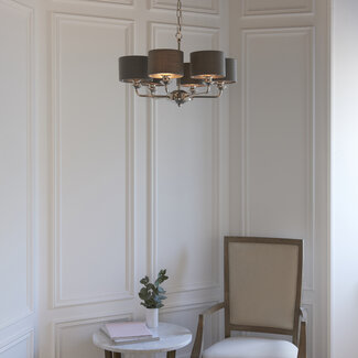 Highclere 6lt shade pendant - Nickel/Charcoal - Factory Second