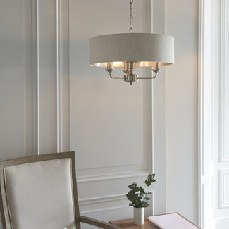 Highclere 3lt pendant - BrChrome/Natural - Factory Second