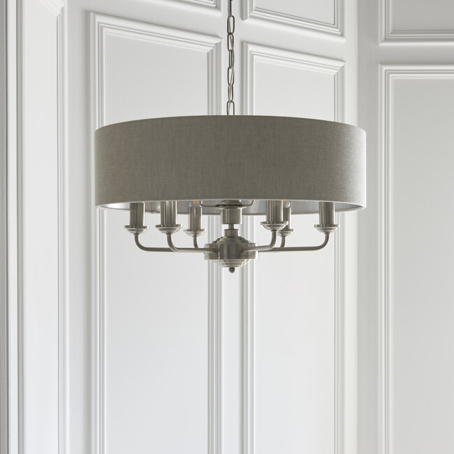 Highclere 6lt pendant - BrChrome/Natural - Factory Second