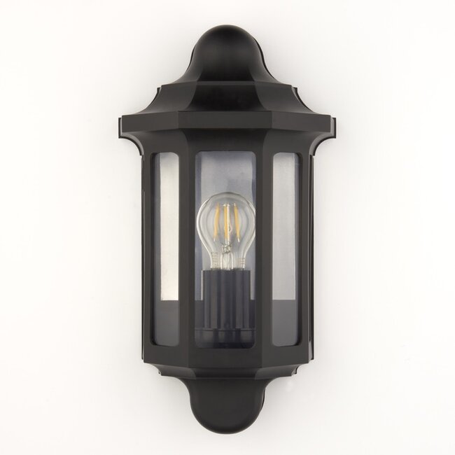 Half lantern wall light Black