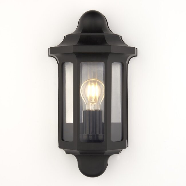 Half lantern wall light Black