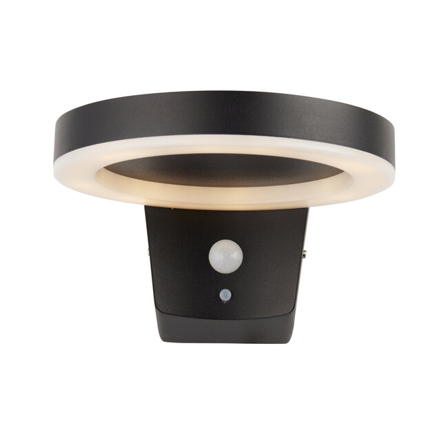 Ebro wall photocell & PIR IP44 5.88W SW warm white - textured black - Factory Second