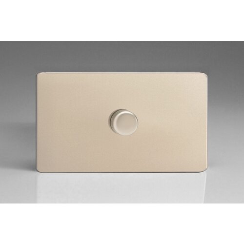 Varilight 1-Gang 2-Way Push On/Off Rotary Dimmer 1 x 200-1400W (Twin Plate) Screwless Satin Polished Chrome Knob Varilight 1-Gang 2-Way Push On/Off Rotary Dimmer 1 x 200-1400W (Twin Plate) Screwless Satin Polished Chrome Knob
