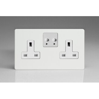 Varilight 2-Gang 13A Single Pole WiFi Switched Socket for V-Pro Smart Supla Screwless Premium White White Insert