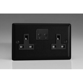 Varilight 2-Gang 13A Single Pole WiFi Switched Socket for V-Pro Smart Supla Urban Matt Black Black Insert