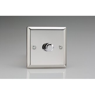 Varilight Classic 1-Gang 2-Way Push-On/Off Rotary LED Dimmer 1 x 0-120W (1-10 LEDs) V-Pro Mirror Chrome Chrome Knob