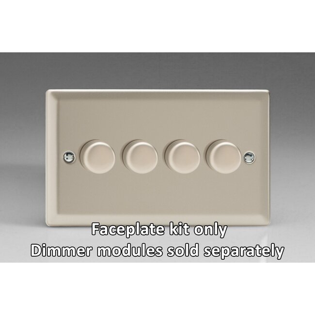 Varilight Classic 4-Gang Matrix Kit For Rotary Dimmers (Twin Plate)  Matrix Satin Satin Chrome Knob