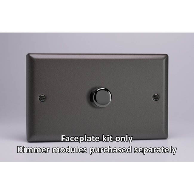 Varilight Classic 1-Gang Matrix Kit For Rotary Dimmers (Twin Plate)  Matrix Graphite 21 Chrome Knob