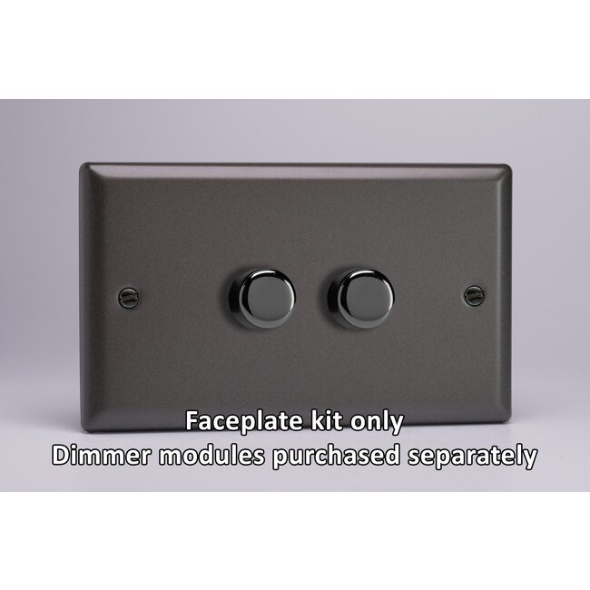 Varilight Classic 2-Gang Matrix Kit For Rotary Dimmers (Twin Plate)  Matrix Graphite 21 Chrome Knob