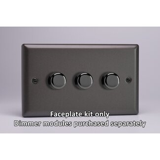 Varilight Classic 3-Gang Matrix Kit For Rotary Dimmers (Twin Plate)  Matrix Graphite 21 Chrome Knob