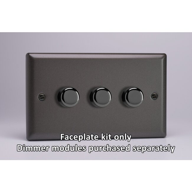 Varilight Classic 3-Gang Matrix Kit For Rotary Dimmers (Twin Plate)  Matrix Graphite 21 Chrome Knob