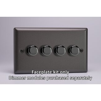 Varilight Classic 4-Gang Matrix Kit For Rotary Dimmers (Twin Plate)  Matrix Graphite 21 Chrome Knob