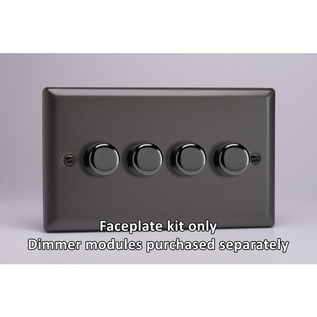 Varilight Classic 4-Gang Matrix Kit For Rotary Dimmers (Twin Plate)  Matrix Graphite 21 Chrome Knob