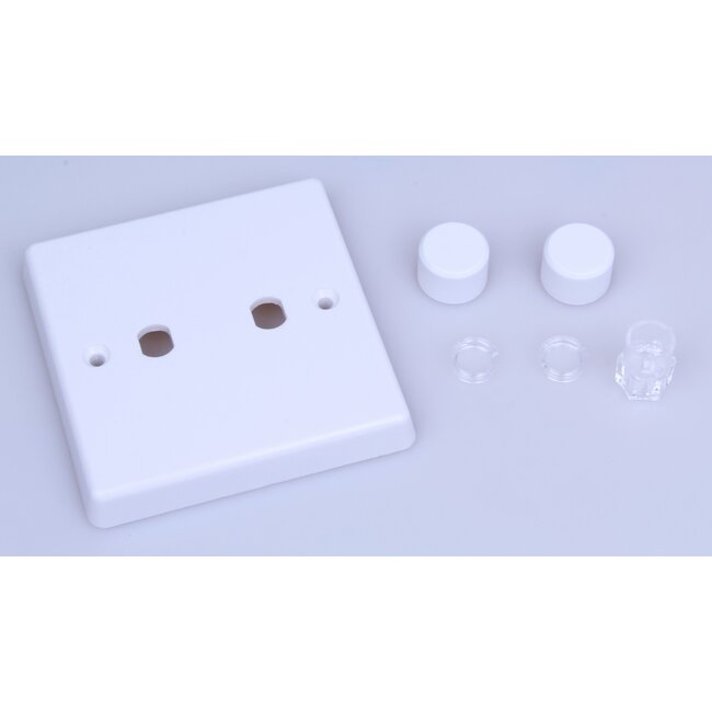 Varilight White 2-Gang Matrix Kit For Rotary Dimmers  Matrix White Plastic White Knob