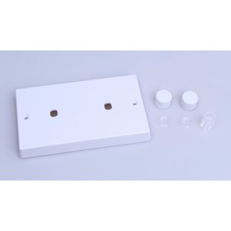 Varilight White 2-Gang Matrix Kit For Rotary Dimmers (Twin Plate)  Matrix White Plastic White Knob