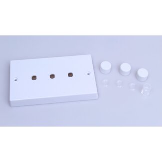 Varilight White 3-Gang Matrix Kit For Rotary Dimmers (Twin Plate)  Matrix White Plastic White Knob