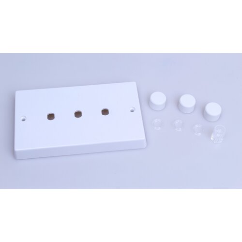 Varilight White 3-Gang Matrix Kit For Rotary Dimmers (Twin Plate) Matrix White Plastic White Knob Varilight White 3-Gang Matrix Kit For Rotary Dimmers (Twin Plate) Matrix White Plastic White Knob