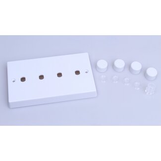 Varilight White 4-Gang Matrix Kit For Rotary Dimmers (Twin Plate)  Matrix White Plastic White Knob