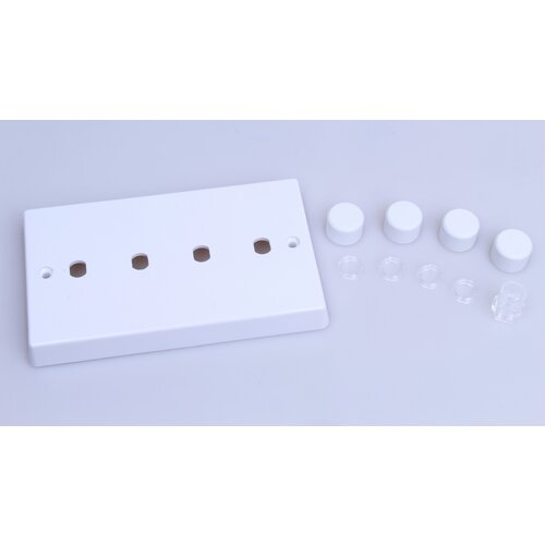 Varilight White 4-Gang Matrix Kit For Rotary Dimmers (Twin Plate) Matrix White Plastic White Knob Varilight White 4-Gang Matrix Kit For Rotary Dimmers (Twin Plate) Matrix White Plastic White Knob