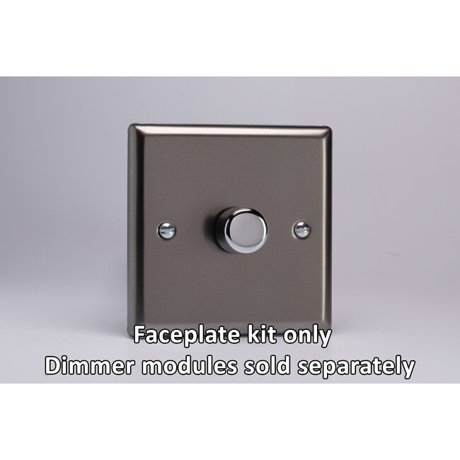 Varilight Classic 1-Gang Matrix Kit For Rotary Dimmers Matrix Pewter Chrome Knob