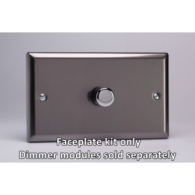 Varilight Classic 1-Gang Matrix Kit For Rotary Dimmers (Twin Plate)  Matrix Pewter Chrome Knob