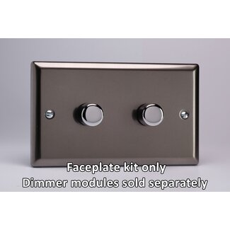 Varilight Classic 2-Gang Matrix Kit For Rotary Dimmers (Twin Plate)  Matrix Pewter Chrome Knob