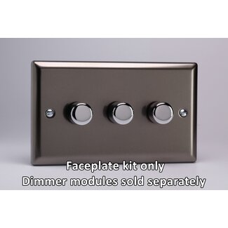 Varilight Classic 3-Gang Matrix Kit For Rotary Dimmers (Twin Plate)  Matrix Pewter Chrome Knob
