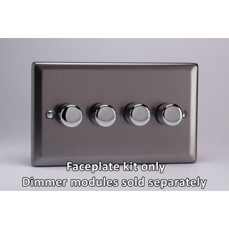 Varilight Classic 4-Gang Matrix Kit For Rotary Dimmers (Twin Plate)  Matrix Pewter Chrome Knob