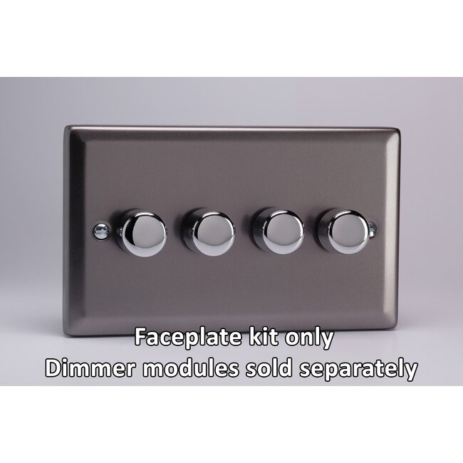 Varilight Classic 4-Gang Matrix Kit For Rotary Dimmers (Twin Plate)  Matrix Pewter Chrome Knob